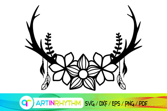 Deer Antler SVG with Floral Accents