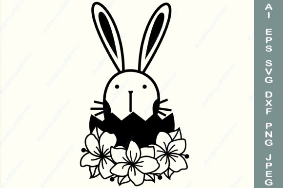 Easter Bunny Face + Floral SVG