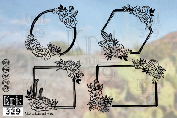 Floral Cactus Frame Decor Design