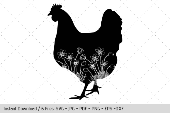 Floral Chicken SVG, Farmhouse Decal
