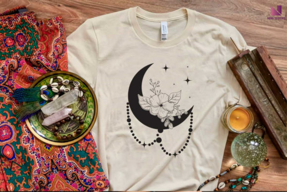 Floral Moon SVG, Boho SVG, Boho Graphic