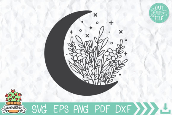 Floral Moon SVG: Wildflowers SVG
