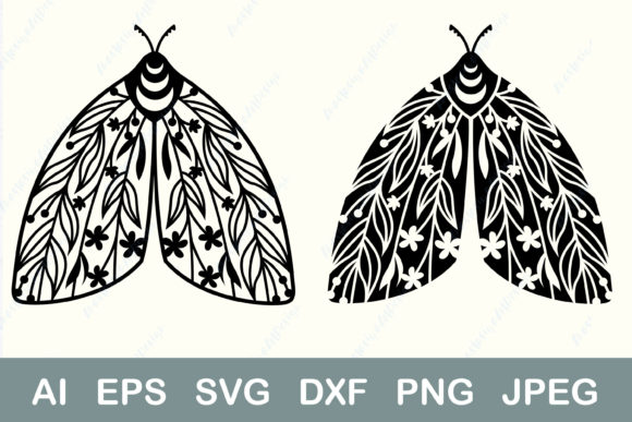 Floral Moth SVG: Celestial Moth Clipart