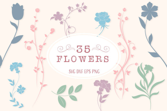 Floral Silhouettes SVG Files Pack