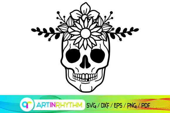 Floral Skull SVG: Bold, Balanced, Built for Embroidery