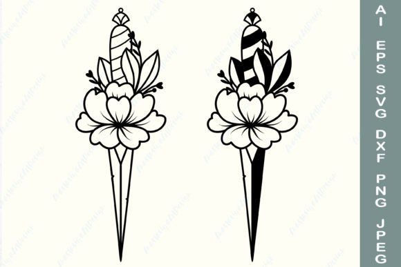 Floral Sword SVG: Flowers & Knife Design