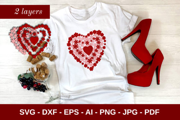Floral Valentine Day Heart SVG Cricut