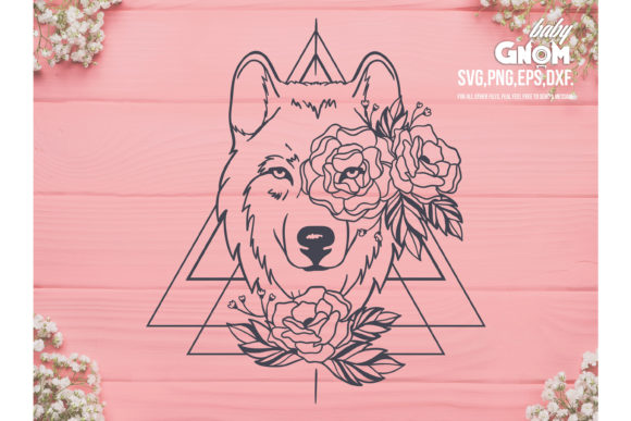 Floral Wolf SVG: Wolf with Flower Crown