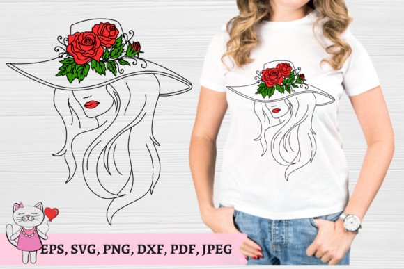 Floral Woman SVG: Girl with Rose Flowers