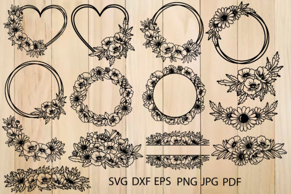 Heart SVG, Floral Frame Cutting Template
