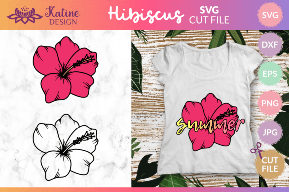 Hibiscus Flower Tropical Floral SVG File