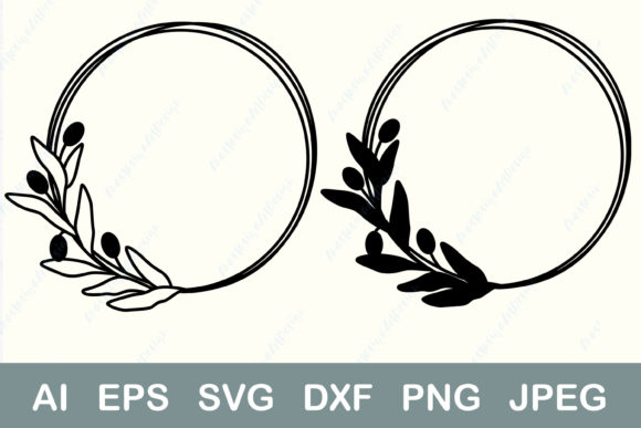 Olive Branch Wreath SVG, Floral Frame