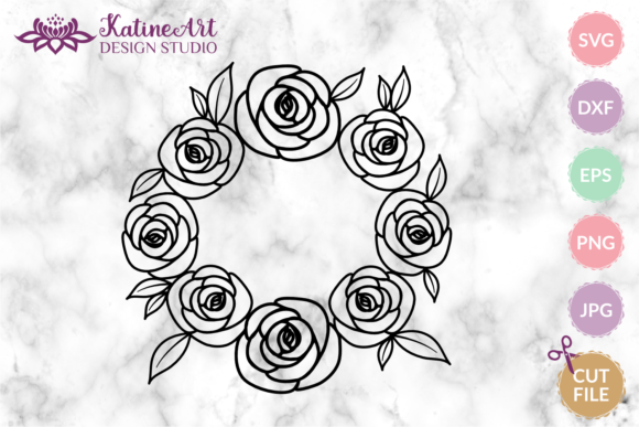 Rose Flowers Wreath Floral SVG Cut File