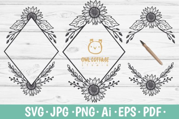 Sunflower Diamond Frame SVG