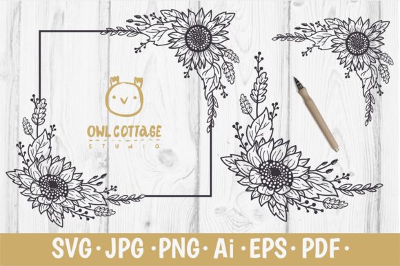 Sunflower Square Frame SVG