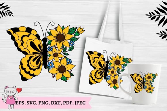 Sunflower SVG & Floral Butterfly SVG