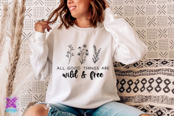 Wild and Free SVG: Floral Line Art for Embroidery