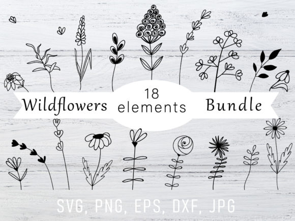 Wildflowers Bundle SVG, Flower Cut File